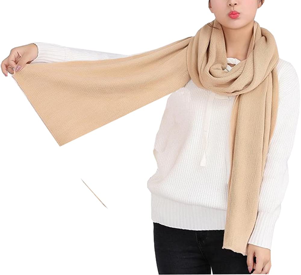 Wander Agio Women's Warm Long Shawl Winter Warm Large Scarf Pure Color