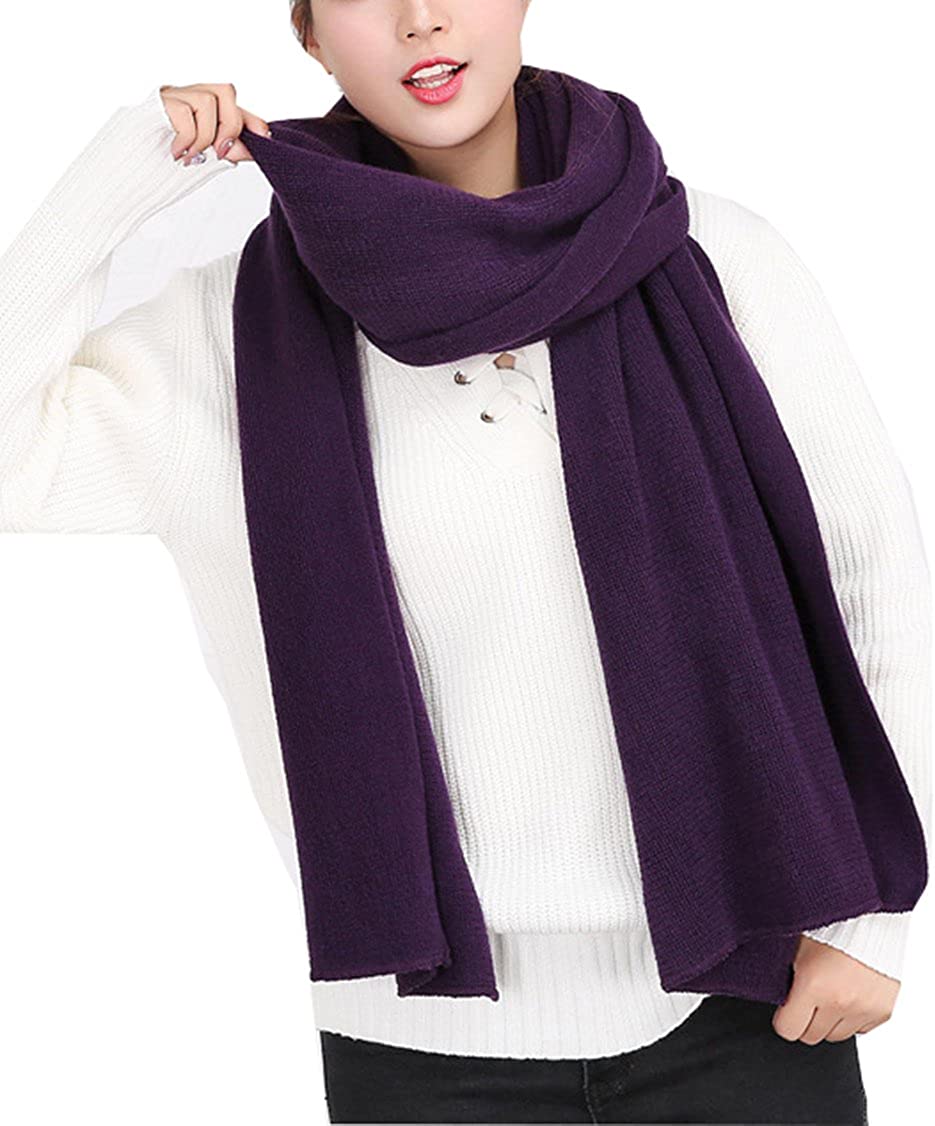 Wander Agio Women's Warm Long Shawl Winter Warm Large Scarf Pure Color