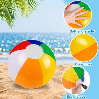 12-Pack Inflatable Beach Balls – 12-Inch Rainbow Design – Pool & Beach Play Use – Lightweight Summer Water Toys