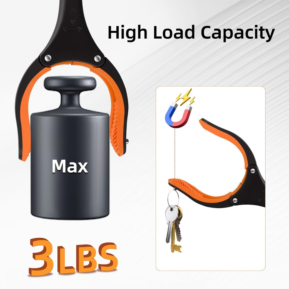 3-Pack 32" Foldable Grabber Reacher Tool – 360° Rotating Jaw with Magnetic Tip, Lightweight Pickup Tool for Trash, Garbage, Seniors & Elderly