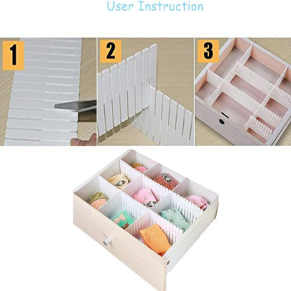 8-Piece Drawer Divider Set – Adjustable Grid Organizer for Socks, Underwear, and Closet Storage