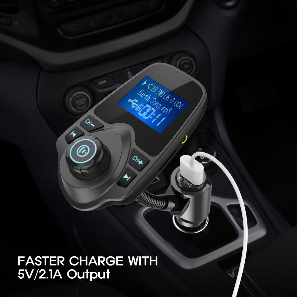 Nulaxy Wireless Bluetooth Car FM Transmitter Audio Adapter