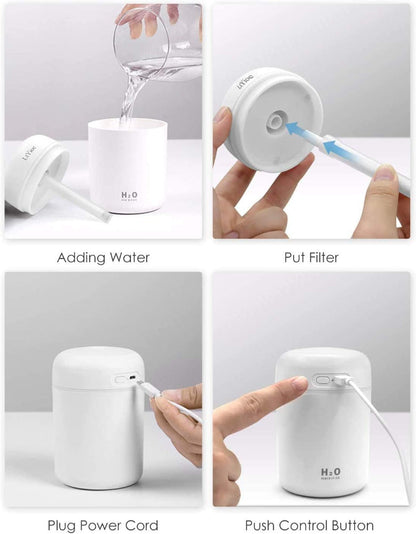 Mini USB Humidifier – Personal Desktop Use – Auto Shut-Off & 2 Mist Modes – Super Quiet – Colorful Design