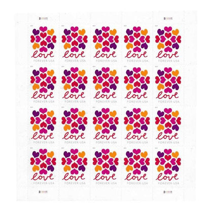 USPS HEARTS BLOSSOM LOVE 2019 Forever Stamps - Sheet of 20 Postage Stamps