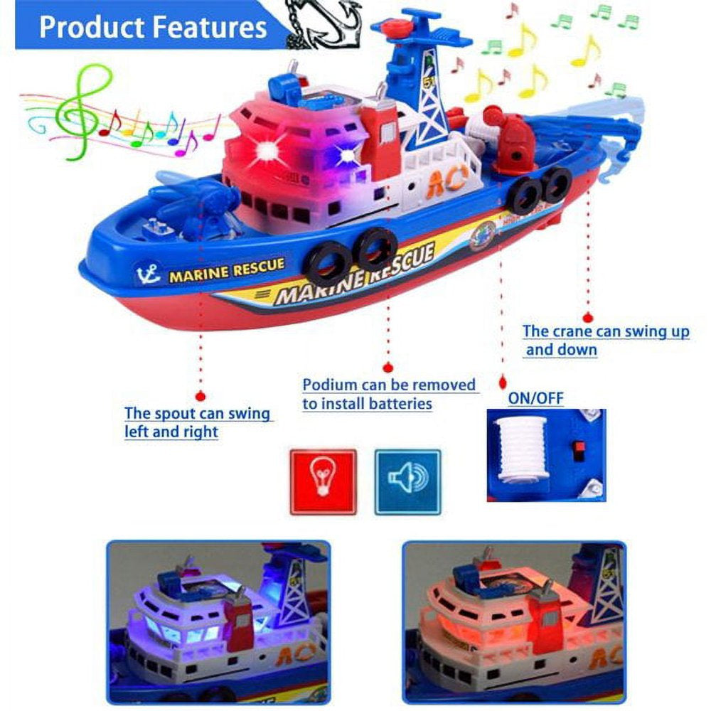 Light Up Pool & Bathtub Toy Boats with Water Sprinkler