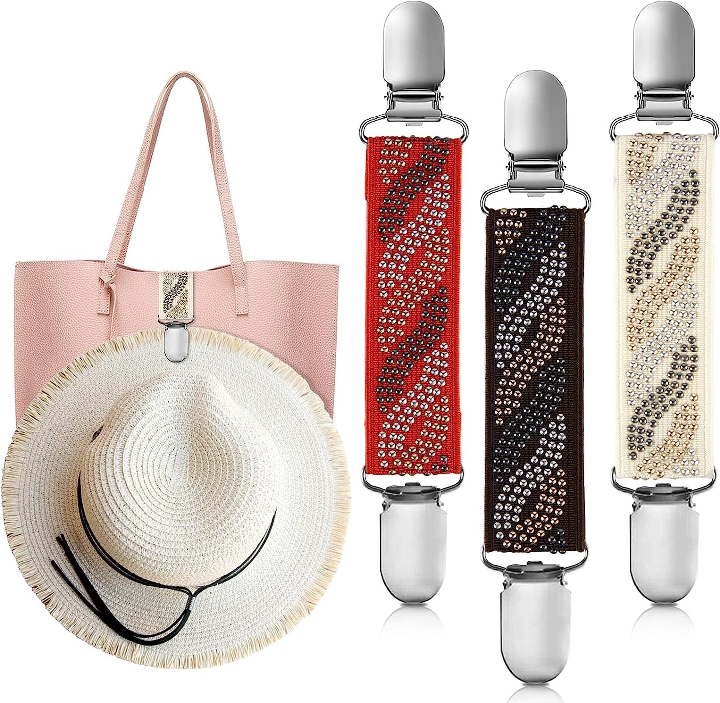MEIXINZHI 3Pcs Cotton Hat Clip for Travel, Knitting Travel Hat Clip for Bag Backpack Luggage, Travel Hat Clip for Women