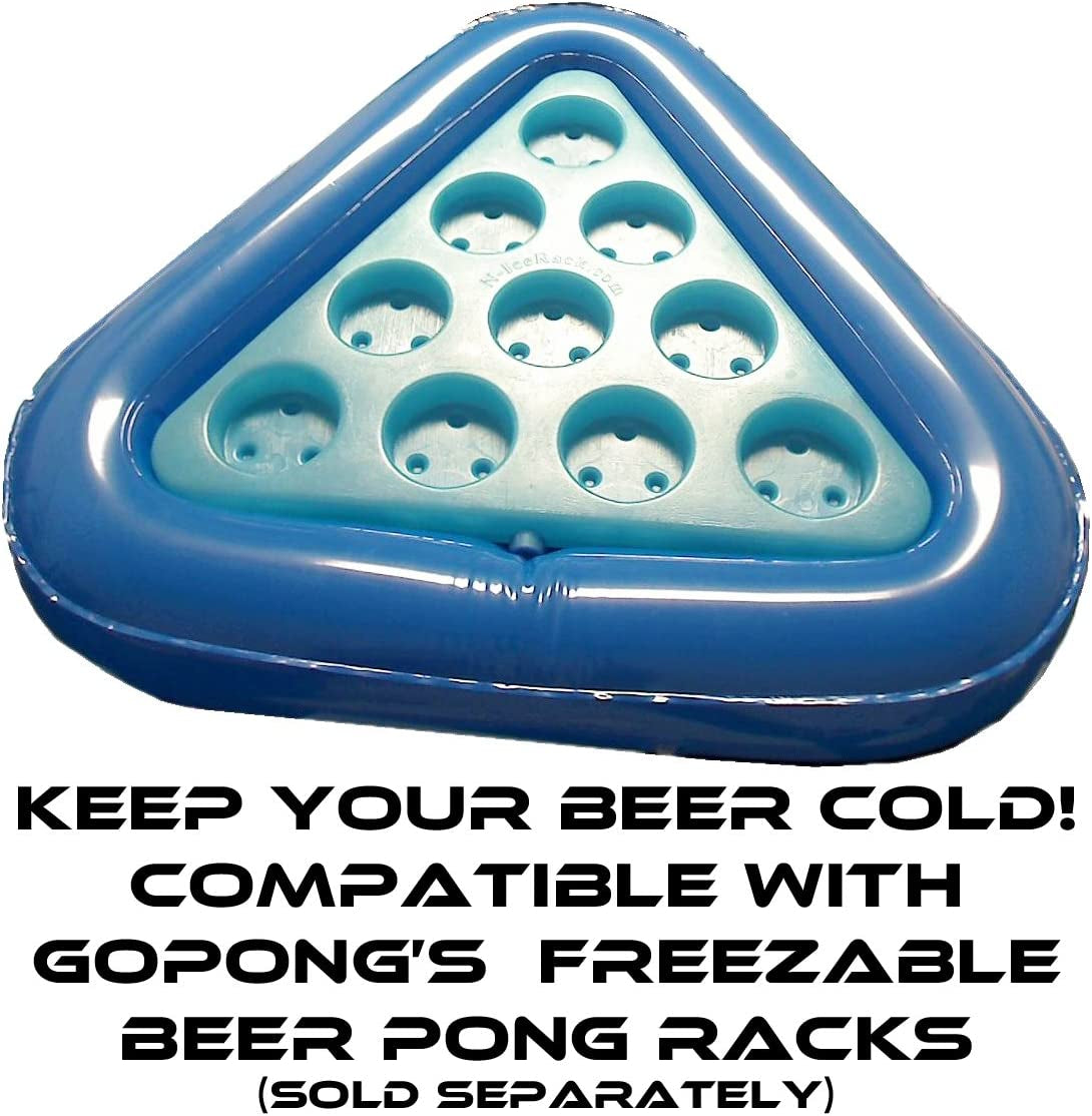 Pool Pong Rack Floating Beer Pong Set, Includes 2 Rafts and 3 Pong Balls