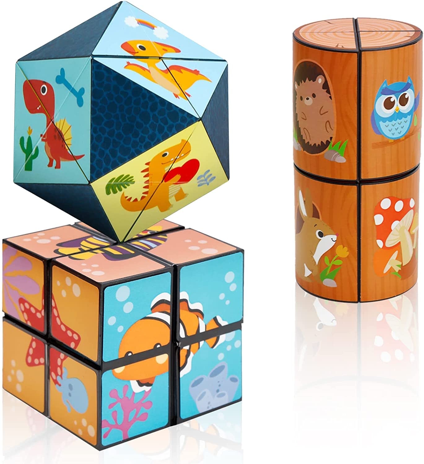 Magic Cube 2 in 1 Set, Magic 3D Puzzle Cubes for Kids and Adults