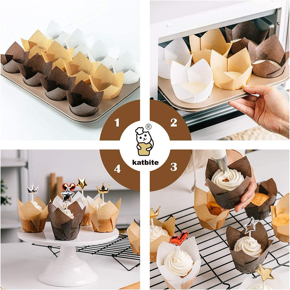 200PCS Katbite Tulip Cupcake Liners , Muffin Baking Cupcake Liners Holders