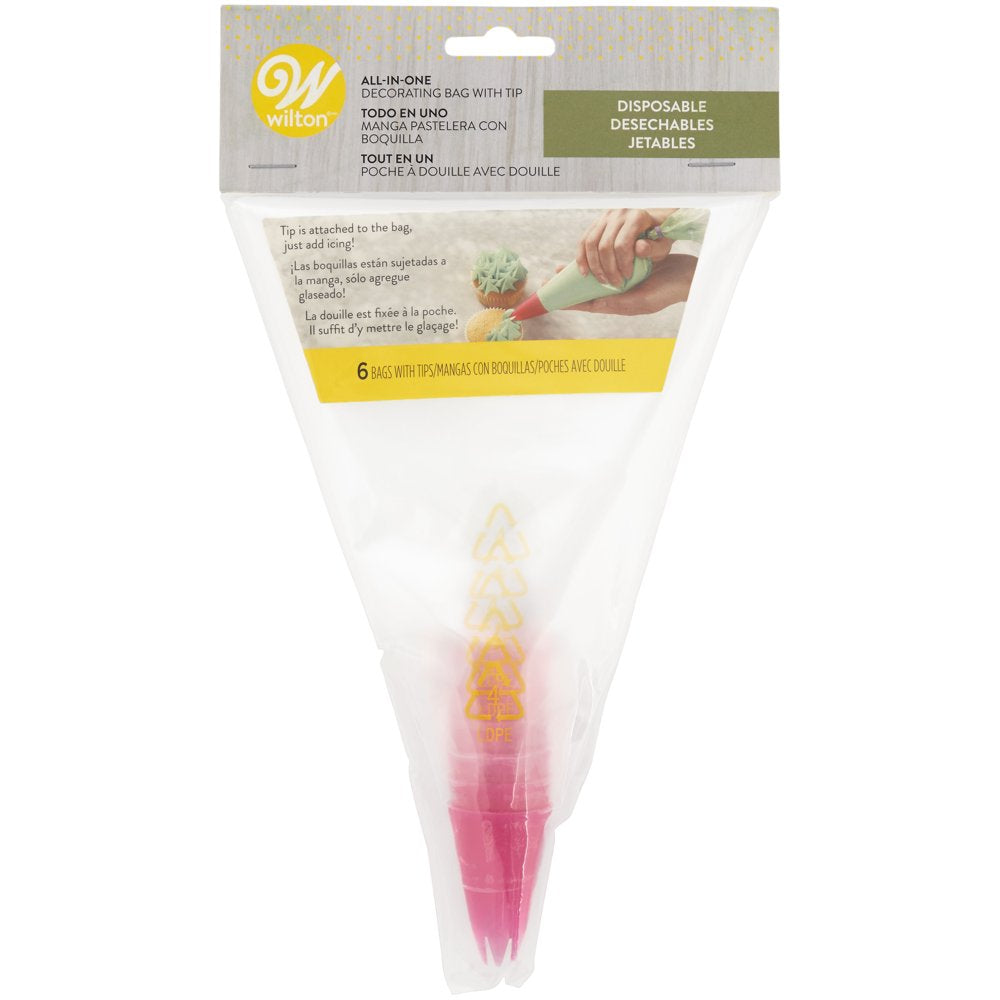 All-In-One Disposable Decorating Bags with Tips, 6-Count