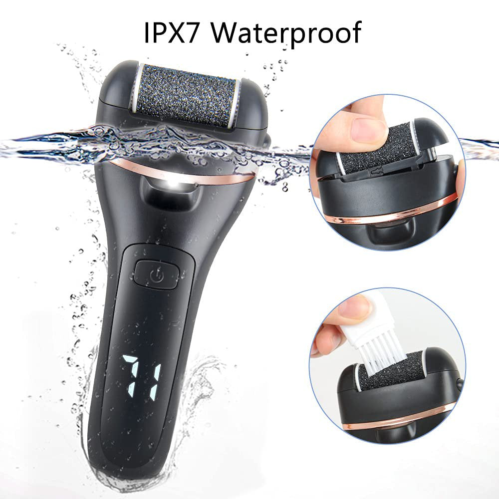 Electric Callus Remover for Feet, Rechargeable Pedicure Tool, Callus Remover Kit with 3 Roller Heads,2 Speed, Battery Display