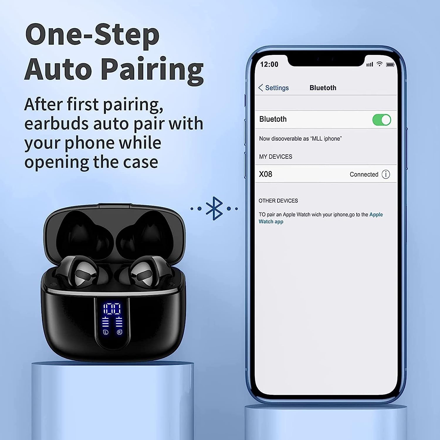 Bluetooth Headphones with Wireless Charging Case 