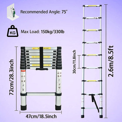 Aluminum Telescoping Ladder 8.5FT Extension Ladders for Home