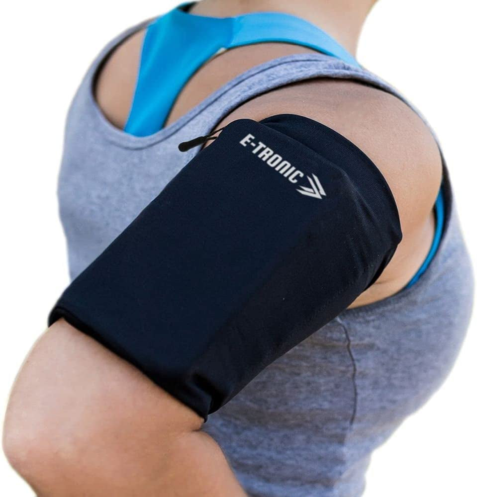  Phone Holder for Running, Cell Phone Arm Bands with Reflective Logo, Phone Strap Armband Fits iPhone and Android, Use for Running, Walking, Hiking and Biking, Black, Medium