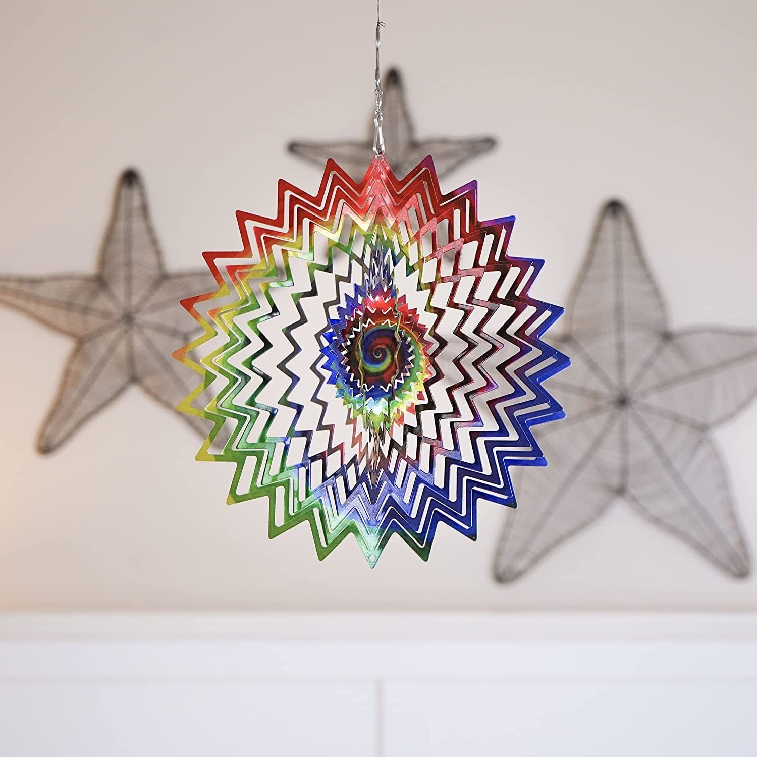  Kinetic Wind Spinner for Yard and Garden Wind Spinner Outdoor Metal Large Hanging Plantary Decor 3D Garden Art Wind Sculpture Spinners Kinetic Art Garden Decorations