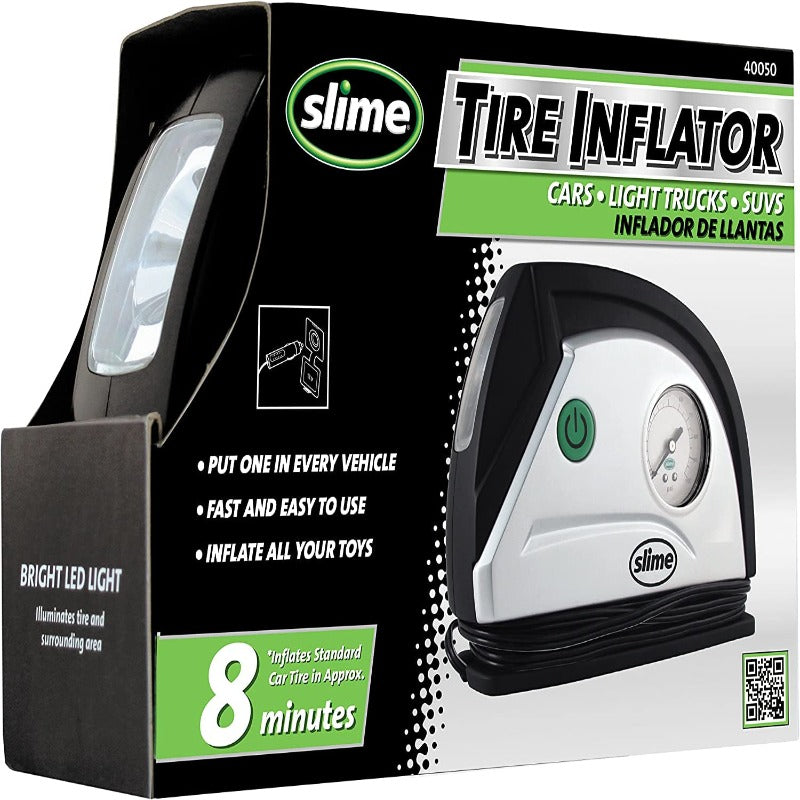 12V Tire Inflator, Portable Car Air Compressor with Analog 100 psi Dial Gauge, Long Hose and LED Light