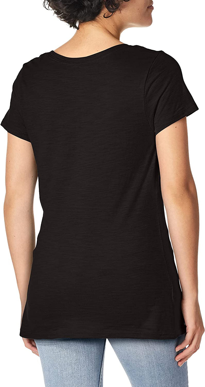 Hanes Women's Shirts, Slub Cotton Shirred V-Neck Tee, Cotton T-Shirts for Women, Women’s Tee Shirts
