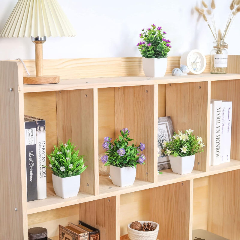 Pack of Mini Artificial Plants with Flowers, Small Faux Plants for Indoor Decor