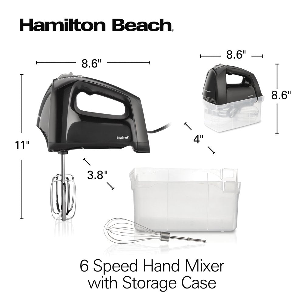 6 Speed Hand Mixer, Quick Burst with Storage Case