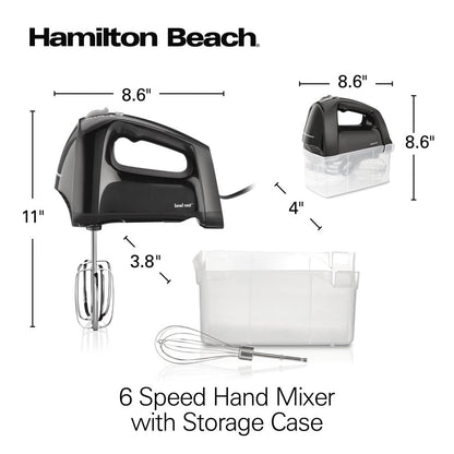 6 Speed Hand Mixer, Quick Burst with Storage Case