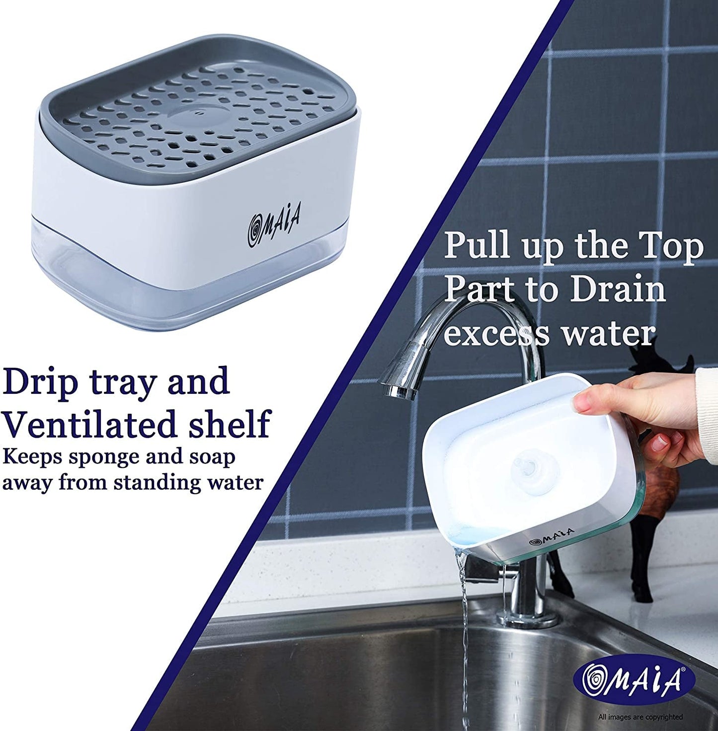 2-in-1 Kitchen Soap Dispenser with Sponge Holder 