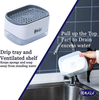 2-in-1 Kitchen Soap Dispenser with Sponge Holder 