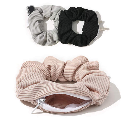 Pocket Scrunchies Hair Ties with Hidden Zipper 