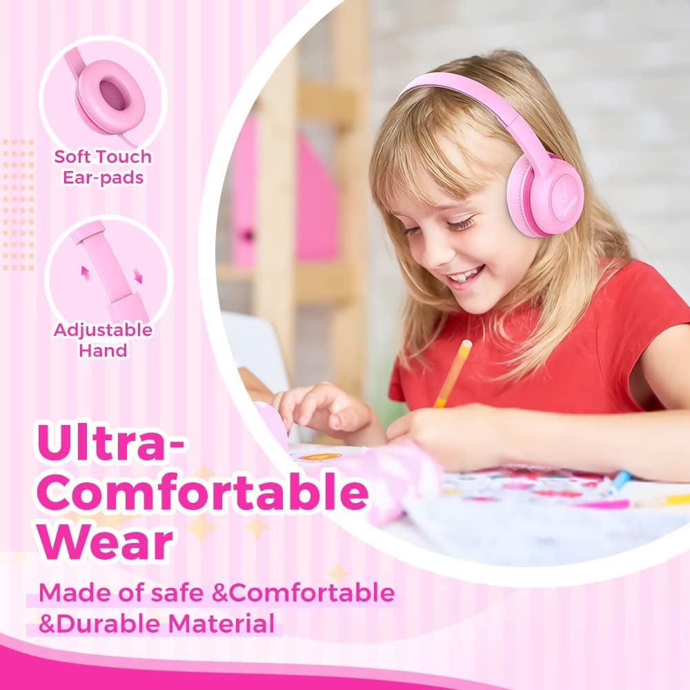  Wired Headphones with Safe Volume Limiter, Adjustable and Flexible for Kids