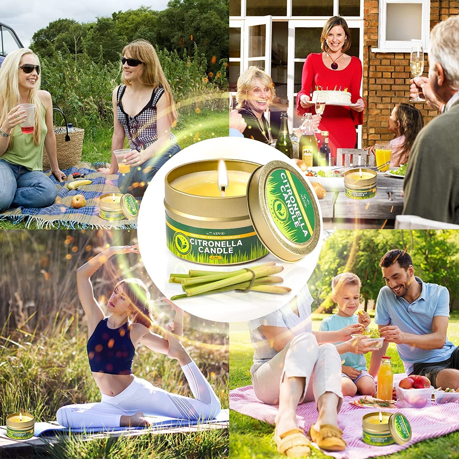  Aromatherapy Candle for Home Scented, Natural Soy Wax Portable Travel Tin Jar Candles(6 Pack Citronella Scented Candles)
