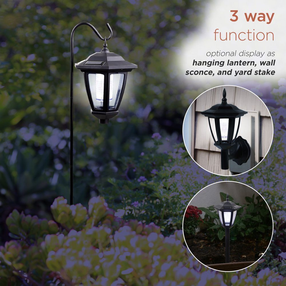 Solar Black 3-Function LED Light - Stake, Wall Light or Hanging, 30 Inch Tall