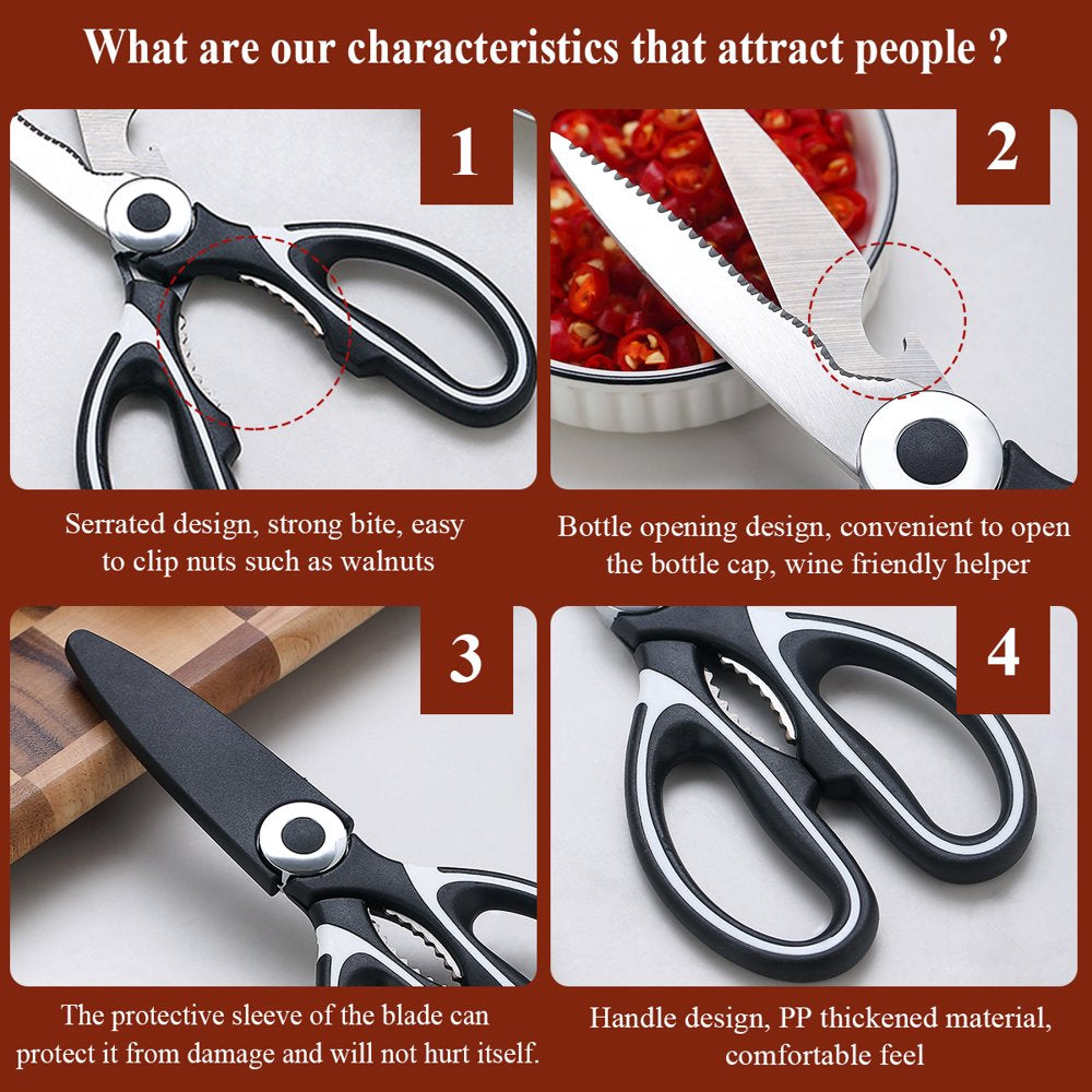 2 Pack Kitchen Shears Heavy Duty Stainless Steel