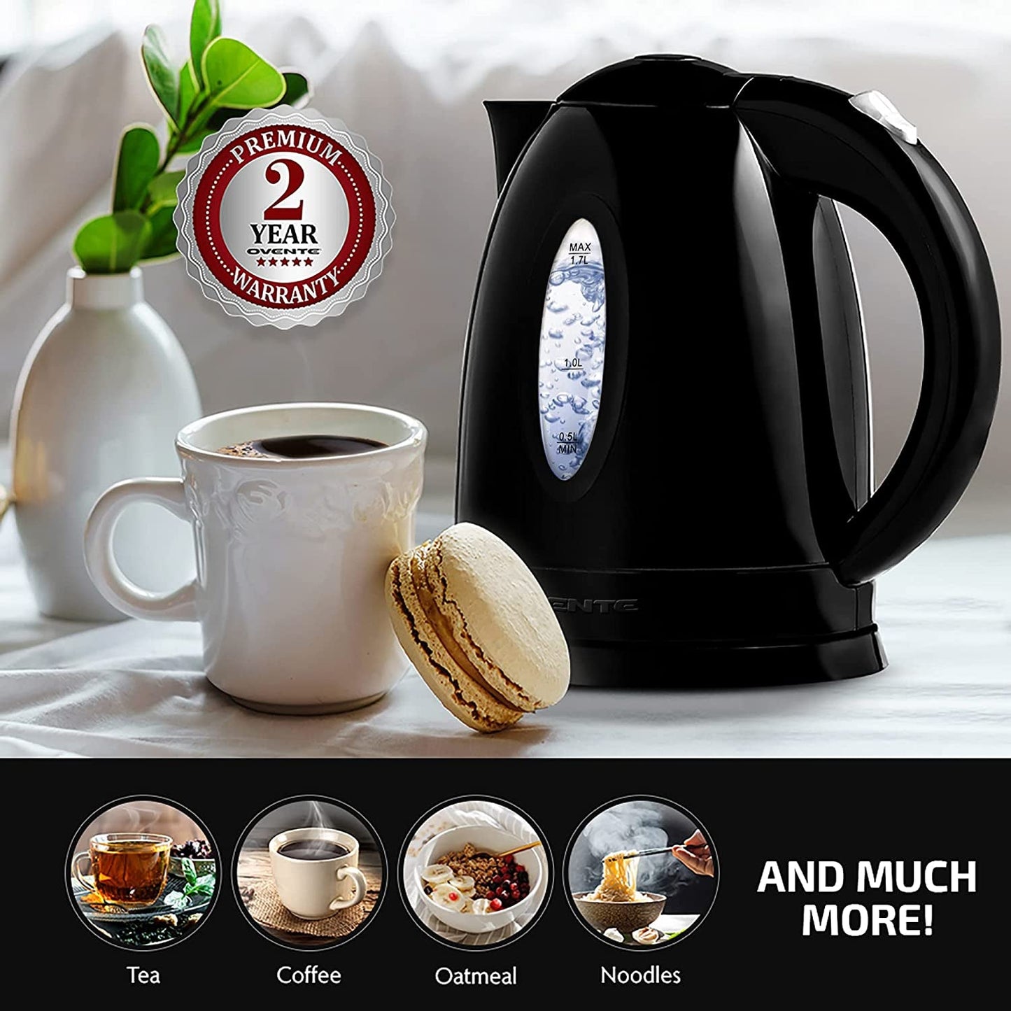 Electric Kettle - Cordless with Automatic Shut-Off and Boil Dry Protection