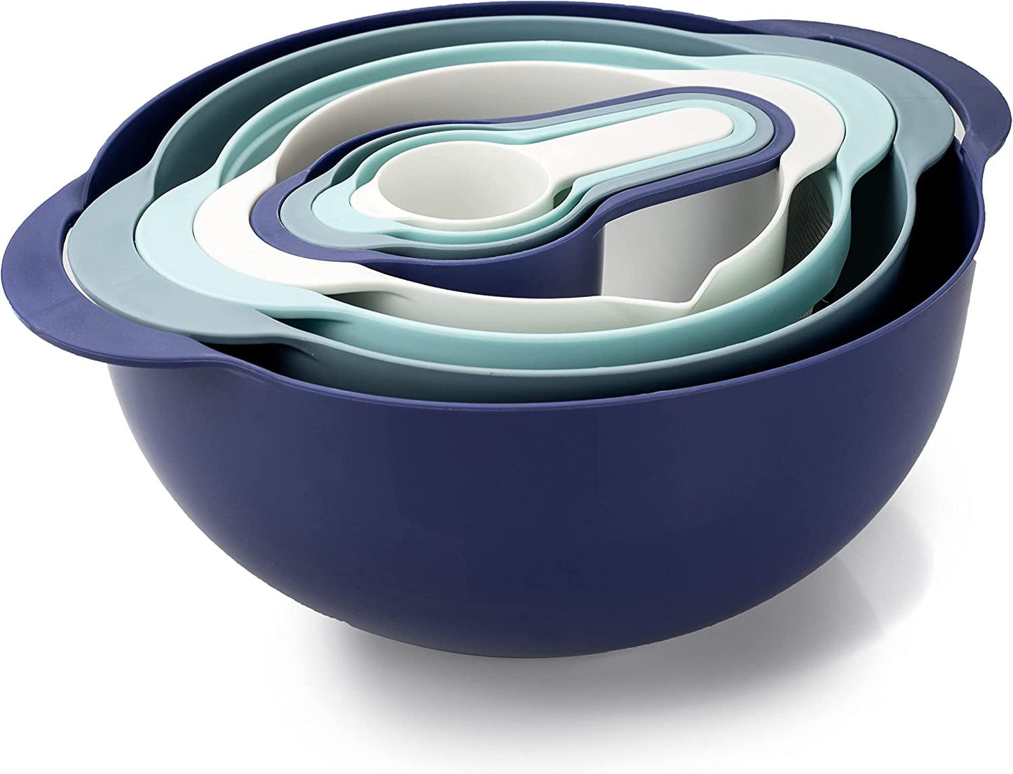8 Piece Nesting Bowls with Measuring Cups Colander and Sifter Set 