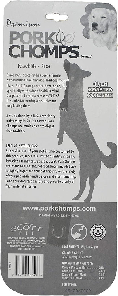 Pork Chomps Roasted Pressed Pork Skin Dog Chew, 7-inch Bone, 1 Count