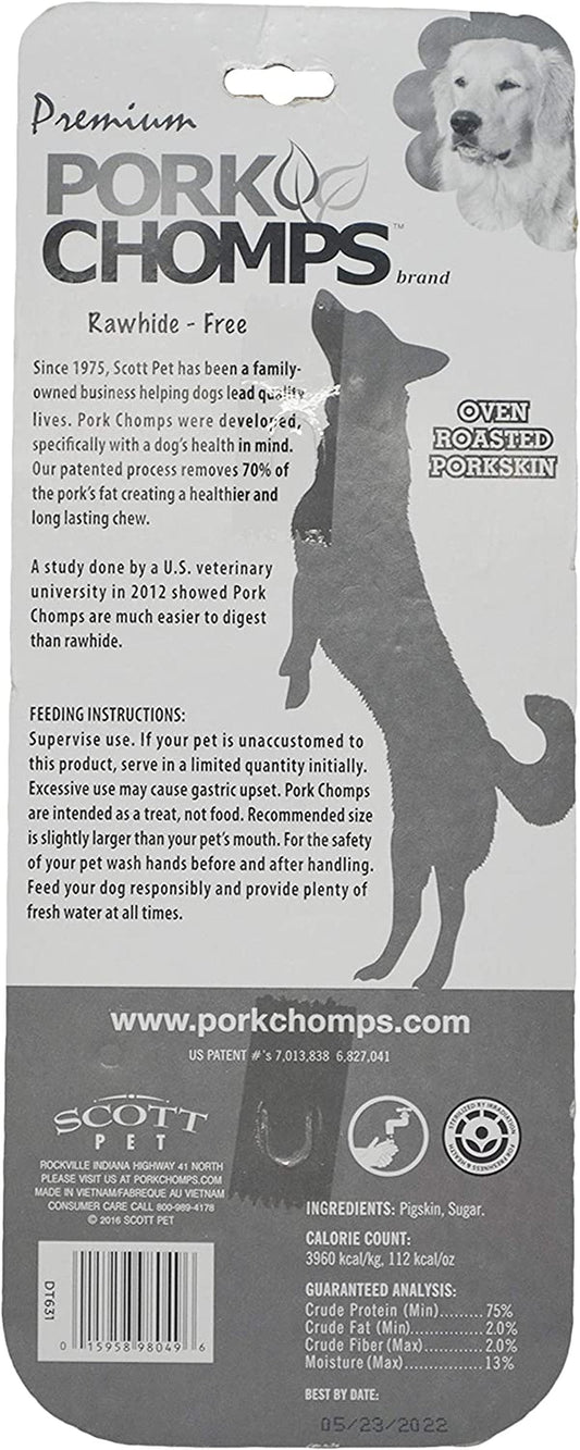 Pork Chomps Roasted Pressed Pork Skin Dog Chew, 7-inch Bone, 1 Count