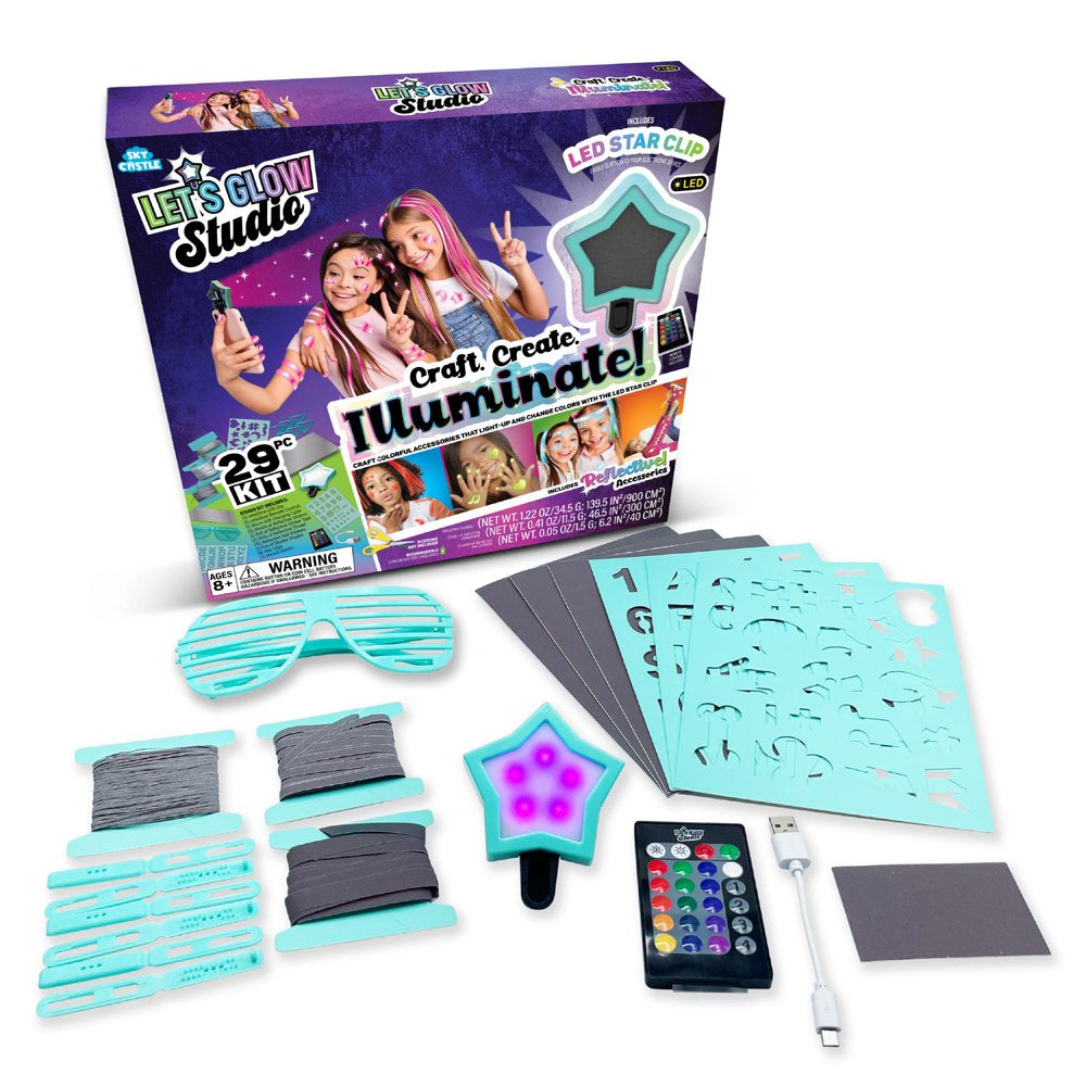 Letsglow Studio - DIY Arts and Crafts Glow Kit, Includes 16 Color LED Light, Remote Control and Accessories