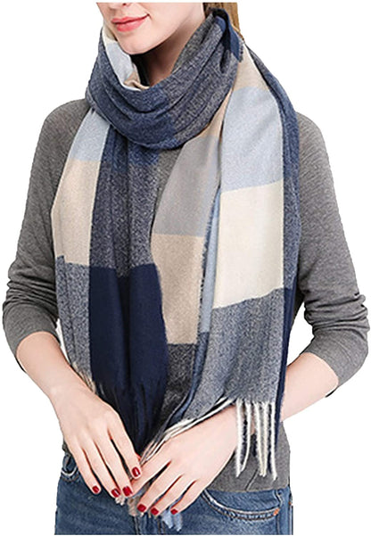 Wander Agio Women's Fashion Scarves Long Shawl Winter Thick Warm Knit Large Plaid Scarf