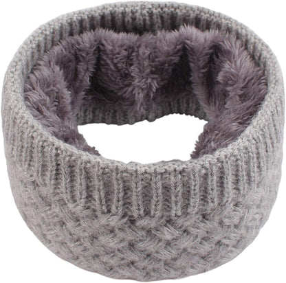 Women Winter Knitted Scarf Unisex Circle Loop Scarves Thick Fleece Neck Warmer for Men