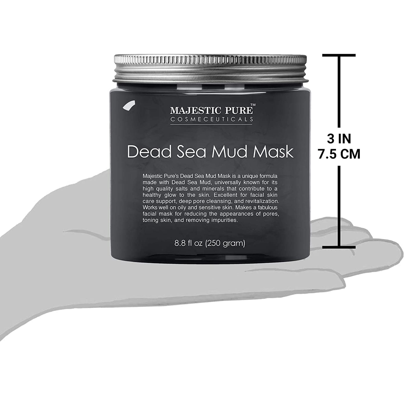 MAJESTIC PURE Dead Sea Mud Mask - Natural Face and Skin Care for Women and Men - Best Black Facial Cleansing Clay for Blackhead, Whitehead, Acne and Pores - 8.8 fl. Oz