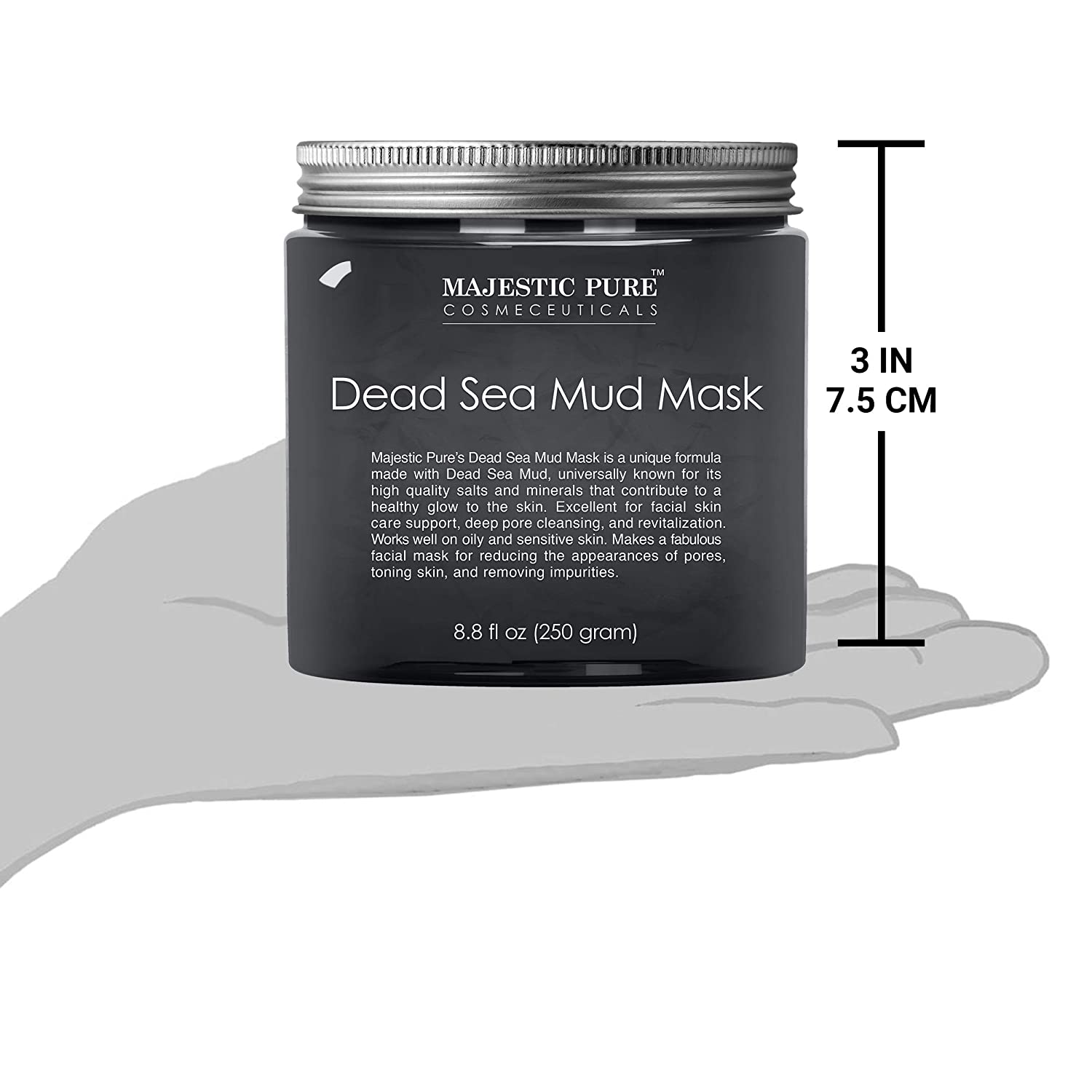 MAJESTIC PURE Dead Sea Mud Mask - Natural Face and Skin Care for Women and Men - Best Black Facial Cleansing Clay for Blackhead, Whitehead, Acne and Pores - 8.8 fl. Oz