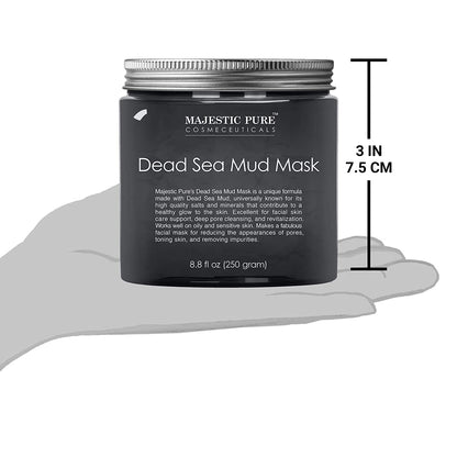 MAJESTIC PURE Dead Sea Mud Mask - Natural Face and Skin Care for Women and Men - Best Black Facial Cleansing Clay for Blackhead, Whitehead, Acne and Pores - 8.8 fl. Oz