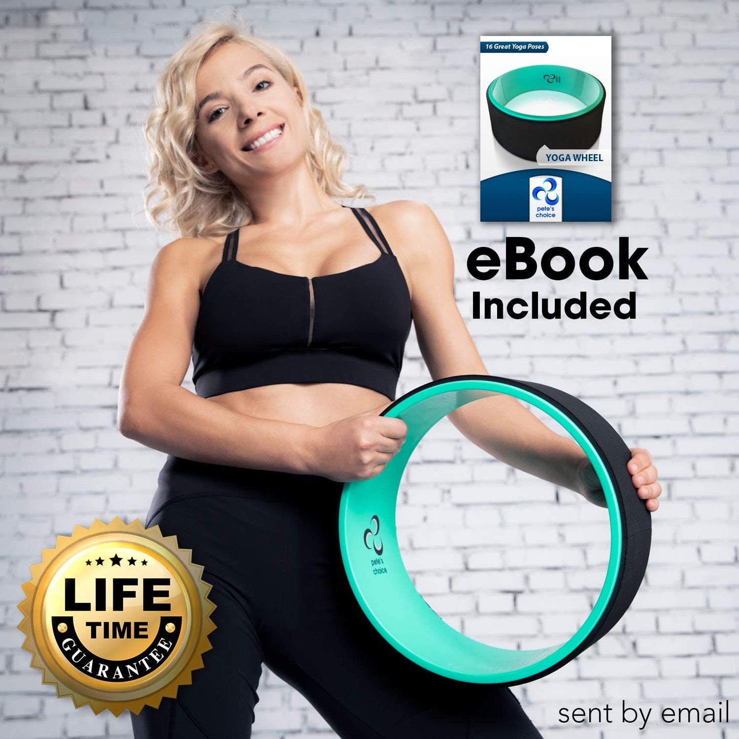 pete's choice Yoga Wheels with Yoga Strap & Exercise Guide | Comfortable & Durable Yoga Balance Accessory | Increase Flexibility | Improve Posture