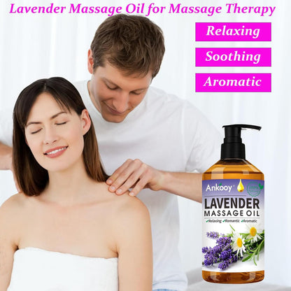 3-Pack Massage Oils with Massage Ball – Sore Muscle Relief Use – Includes Arnica, Lavender & Ginger Oils – Lymphatic Drainage & Relaxation Massage Kit