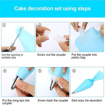  Piping Bags and Tips Set, 72 Pcs Cake Decorating Supplies Kit,Cake Decorating with 20 Frosting Bags, 42 Icing Tips Pastry, Cookie, Cupcake and Baking Supplies
