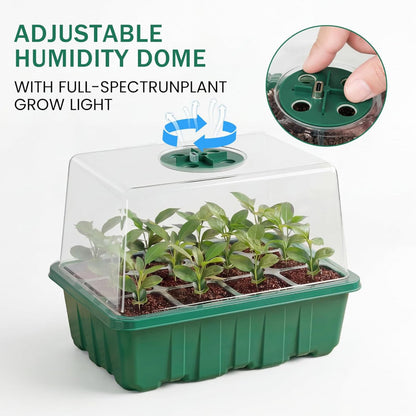 4-Pack Seed Starter Trays – Grow Light, Timer Control, Adjustable Brightness, Humidity Dome Kit