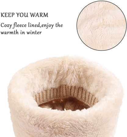 Women Winter Knitted Scarf Unisex Circle Loop Scarves Thick Fleece Neck Warmer for Men