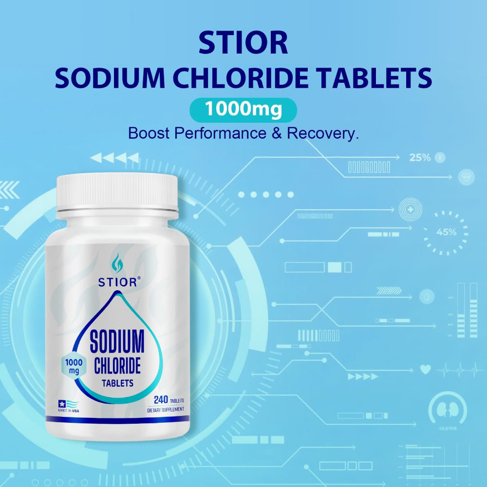 240-Count Sodium Chloride Tablets – 1000mg Salt Supplement – Oral Use – Vegan, Non-GMO, Gluten-Free – No Allergens or Artificial Additives