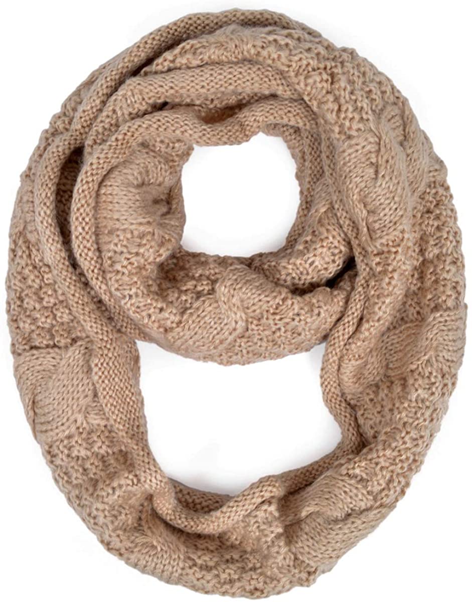 TrendsBlue Premium Winter Thick Infinity Twist Cable Knit Scarf - Diff Colors Avail.