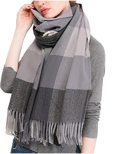 Wander Agio Women's Fashion Scarves Long Shawl Winter Thick Warm Knit Large Plaid Scarf