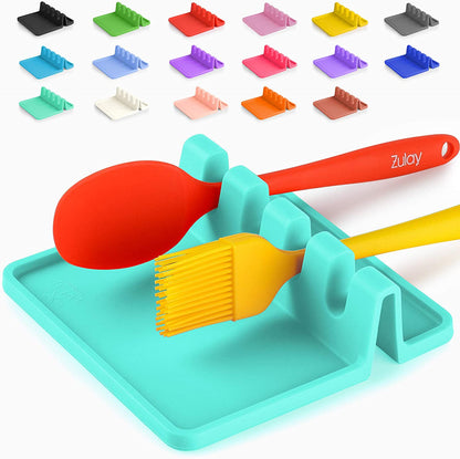 Silicone Utensil Rest with Drip Pad for Multiple Utensils, Heat-Resistant, BPA-Free Spoon Rest & Spoon Holder for Stove Top, Kitchen Utensil Holder for Spoons, Ladles, Tongs & More - by Zulay